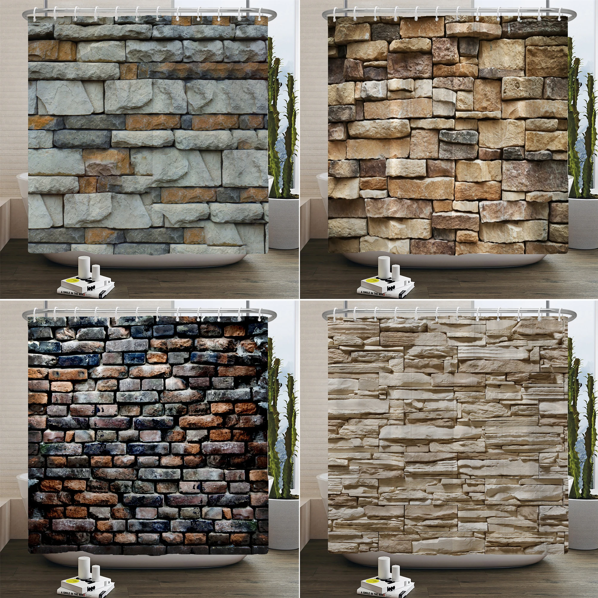 Vintage Wood Grain Shower Curtains Rural Brick Wall Rock Bath Curtain Polyester Fabric Home Bathroom Decor Curtain with Hooks 
Vintage Wood Grain Shower Curtains Rural Brick Wall Rock Bath Curtain Polyester Fabric Home Bathroom Decor Curtain with Hooks