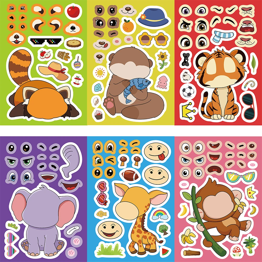 8/16sheets Funny Cute Animals Cartoon Puzzle Stickers Make a Face DIY Creative Assemble Jigsaw Educational Toys Decals for Kids
8/16sheets Funny Cute Animals Cartoon Puzzle Stickers Make a Face DIY Creative Assemble Jigsaw Educational Toys Decals for Kids