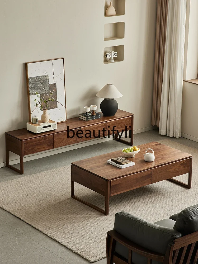 North American black walnut coffee table Nordic simple all-solid wood tea table Living room storage low table0746
North American black walnut coffee table Nordic simple all-solid wood tea table Living room storage low table0746