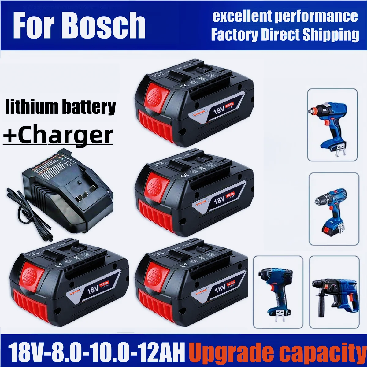 For-BOSCH 18V Battery Accessories Rechargeable Lithium Ion Suitable for BAT609 BAT609G BAT618 BAT618G BAT614 8Ah 10Ah 12Ah
For-BOSCH 18V Battery Accessories Rechargeable Lithium Ion Suitable for BAT609 BAT609G BAT618 BAT618G BAT614 8Ah 10Ah 12Ah