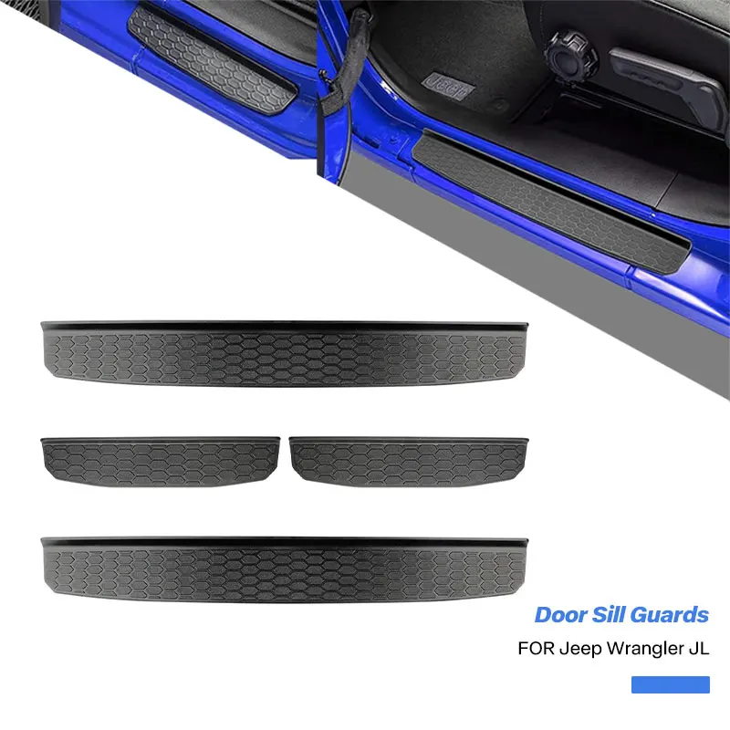 4Pcs Black Scratch Protection Waterproof Door Entry Guard Trim Cover Door Sill Scuff Plates for Jeep Wrangler JL 18-24
4Pcs Black Scratch Protection Waterproof Door Entry Guard Trim Cover Door Sill Scuff Plates for Jeep Wrangler JL 18-24