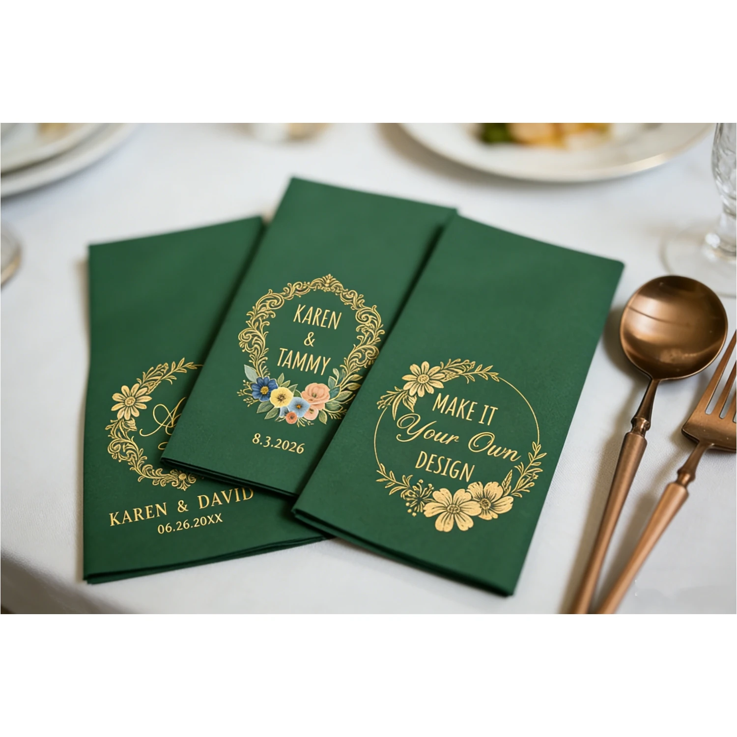 100pcs Personalized Disposable Gold Foil Napkins Elegant Linen Like for Wedding Banquet
100pcs Personalized Disposable Gold Foil Napkins Elegant Linen Like for Wedding Banquet