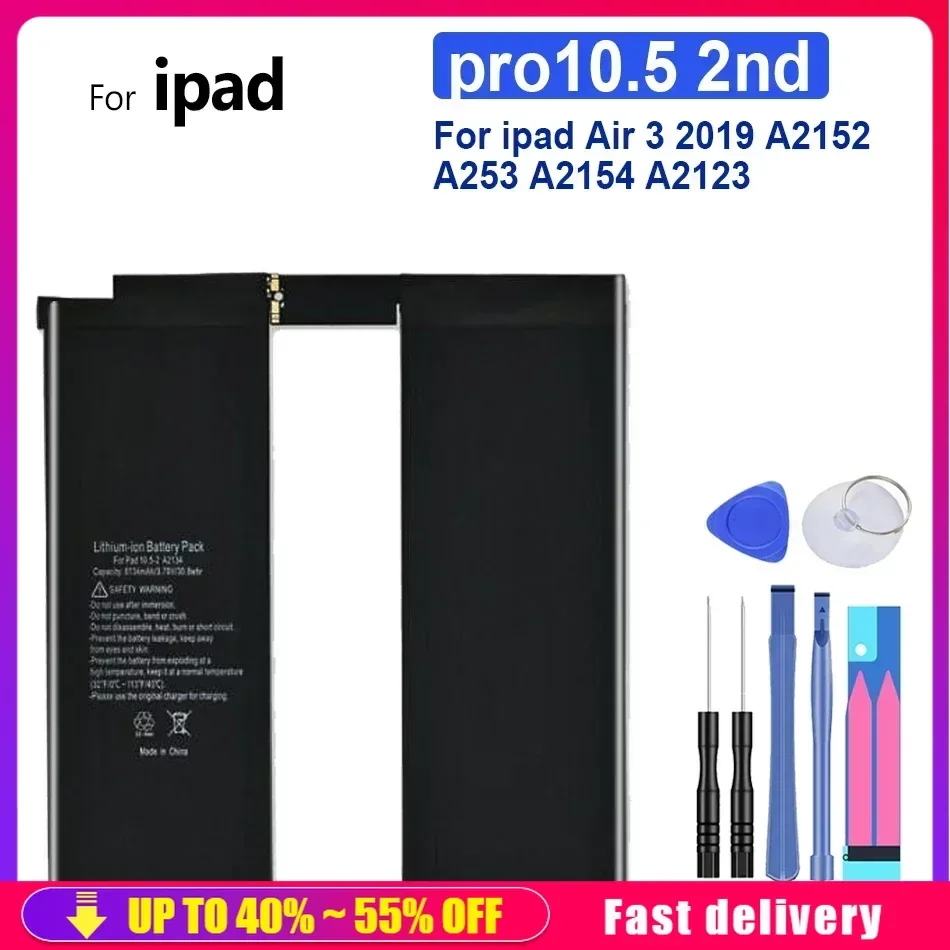 Portable Battery Pro10.5 2nd For Ipad Air 3 (2019) A2152 A253 A2154 A2123 Tablet 8134mAh Batteries
Portable Battery Pro10.5 2nd For Ipad Air 3 (2019) A2152 A253 A2154 A2123 Tablet 8134mAh Batteries