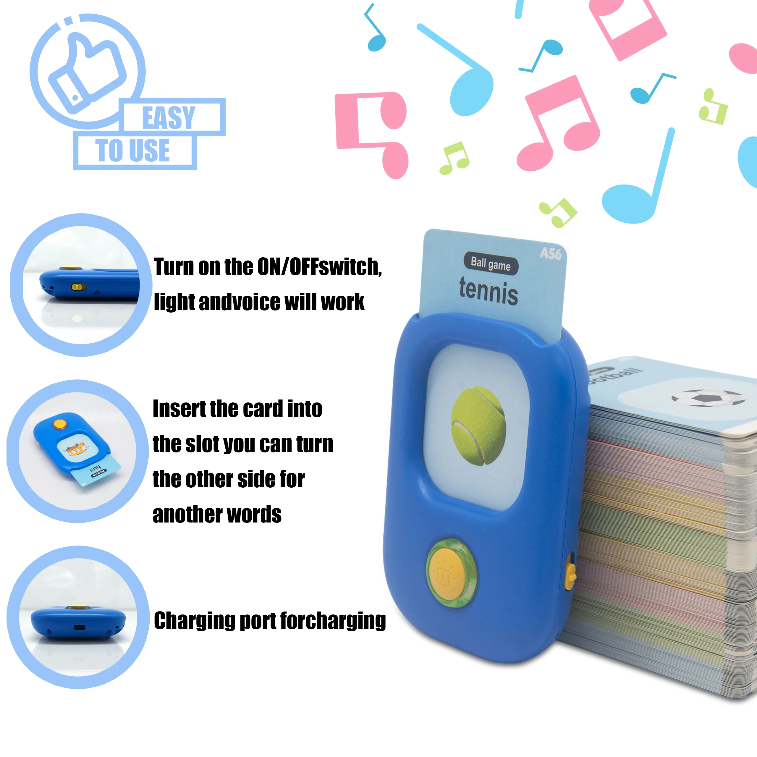 Talking Flash Cards for Toddlers 12M+, 112 Double-Sided Cards 224 Words Interactive Early Learning Toy, Educational Speech Development Flashcard, Ideal Gift for Baby Boys & Girls, BLUE
Talking Flash Cards for Toddlers 12M+, 112 Double-Sided Cards 224 Words Interactive Early Learning Toy, Educational Speech Development Flashcard, Ideal Gift for Baby Boys & Girls, BLUE