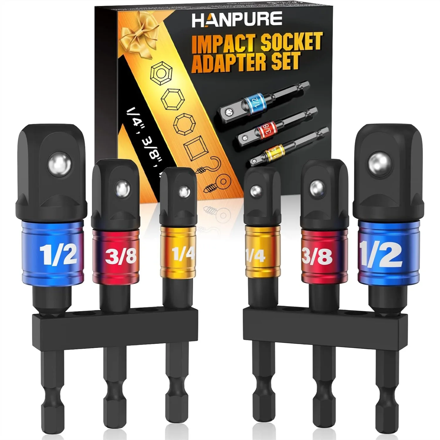 Impact Socket Adapter Set with Holder for Drill - 1/4", 3/8", 1/2" Hex Drive Tools, Hand Power Accessories
Impact Socket Adapter Set with Holder for Drill - 1/4", 3/8", 1/2" Hex Drive Tools, Hand Power Accessories