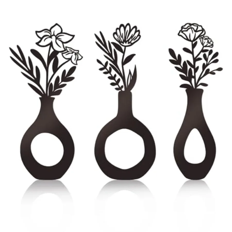 3 Pcs Black Flowers and Vases Wall Decor Metal Flower Wall Decoration Metal Vase Wall Art Floral Room Wall Decor Minimalist Wal
3 Pcs Black Flowers and Vases Wall Decor Metal Flower Wall Decoration Metal Vase Wall Art Floral Room Wall Decor Minimalist Wal