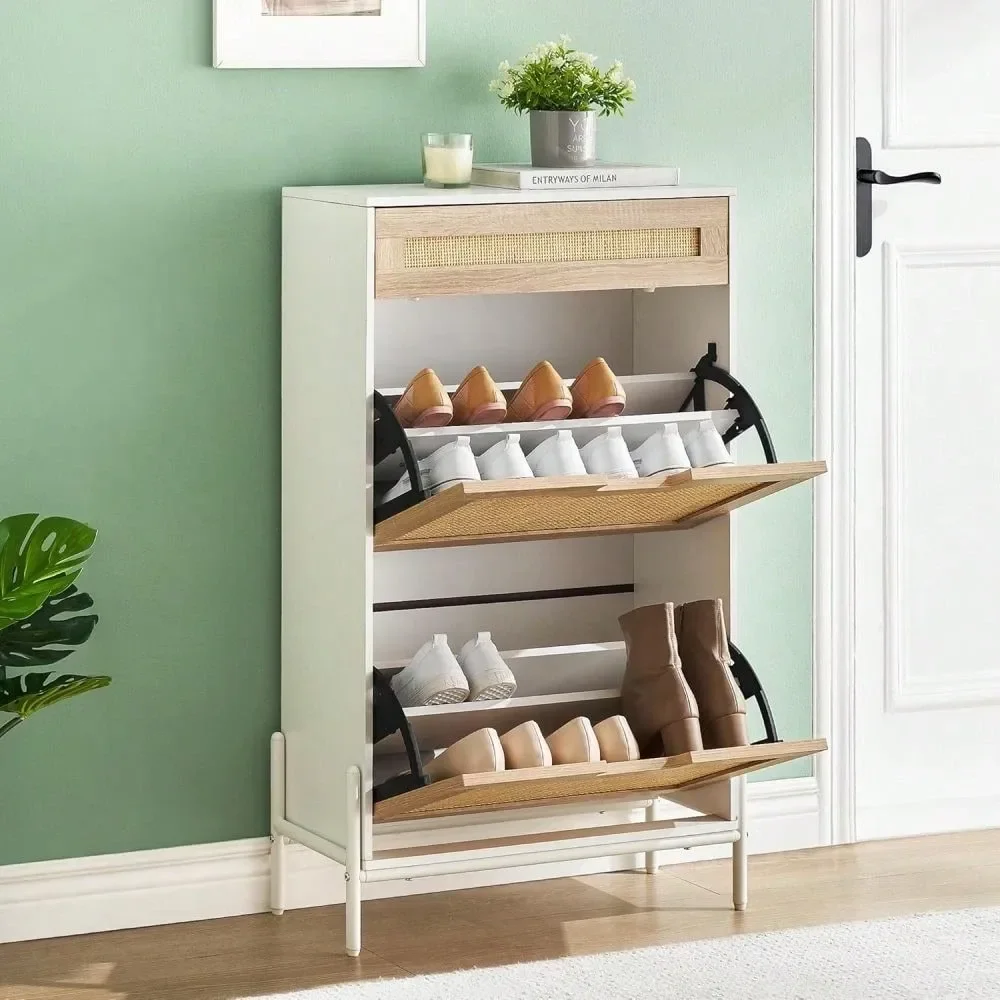 Hidden Rattan Shoe Cabinet With Flip Doors Drawer, 3Tier Freestanding Shoe Organizer With Adjustable Shelves For Entryway
Hidden Rattan Shoe Cabinet With Flip Doors Drawer, 3Tier Freestanding Shoe Organizer With Adjustable Shelves For Entryway