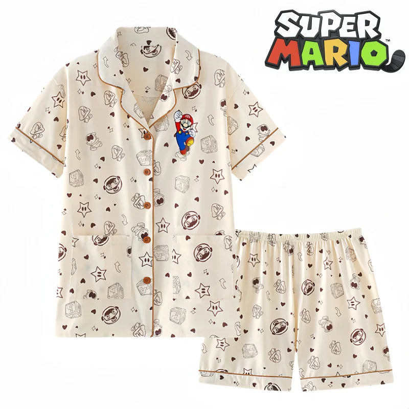 Mario Long and Short Sleeved Pyjama Set Thin Cotton Cartoon Print Loungewear Lovely Pajamas Couples Holiday Gifts Cardigan Girls
Mario Long and Short Sleeved Pyjama Set Thin Cotton Cartoon Print Loungewear Lovely Pajamas Couples Holiday Gifts Cardigan Girls