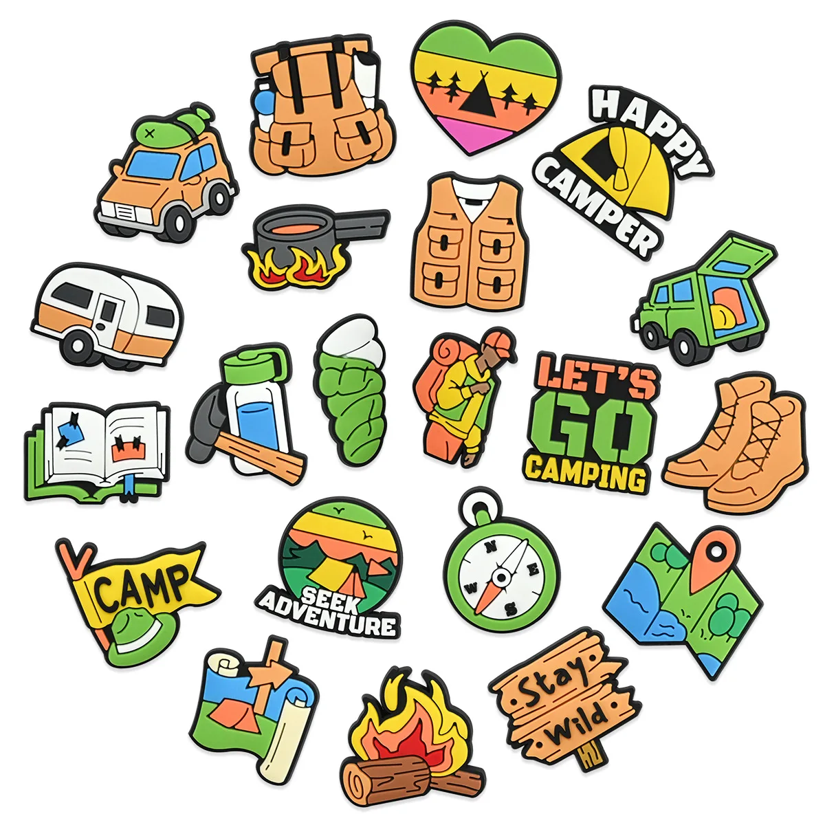 Camping Outdoor Adventure Hole Shoe Charms Soft PVC Removable Clog Shoe Buckles, Cartoon DIY Sandal Decor Outdoor Lover Gift
Camping Outdoor Adventure Hole Shoe Charms Soft PVC Removable Clog Shoe Buckles, Cartoon DIY Sandal Decor Outdoor Lover Gift