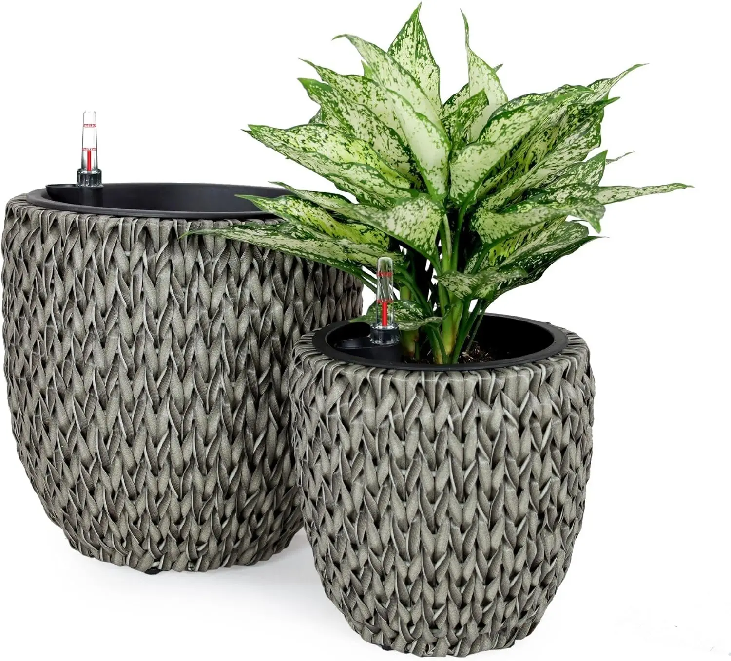 2-Pack Self-Watering Wicker Planter - Garden Decoration Pot - Round - Gray
2-Pack Self-Watering Wicker Planter - Garden Decoration Pot - Round - Gray