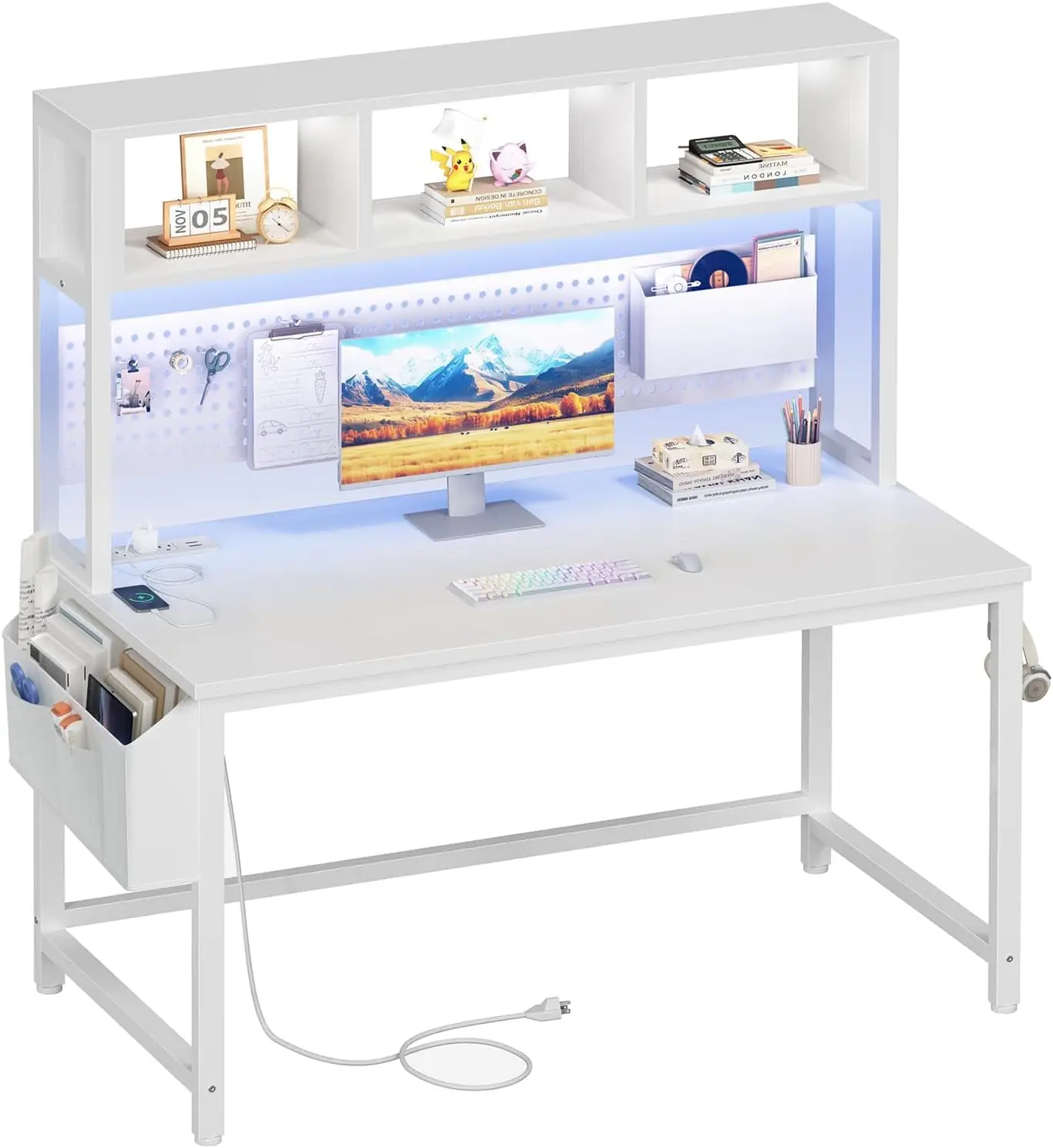 White Computer Desk With Hutch Power Outlet Pegboard 47 Inch Art Desk Study Writing Desk For Girl Bedroom Home Office
White Computer Desk With Hutch Power Outlet Pegboard 47 Inch Art Desk Study Writing Desk For Girl Bedroom Home Office