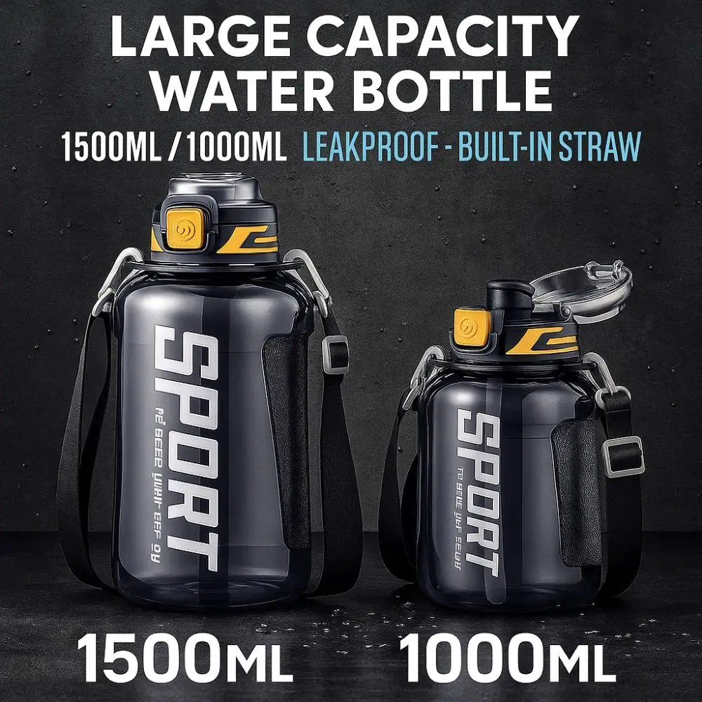 1000ml/1500ml Sports Water Bottle Large Capacity LeakProof Drinking Bottles Plastic with Straw Fitness Water Bottle
1000ml/1500ml Sports Water Bottle Large Capacity LeakProof Drinking Bottles Plastic with Straw Fitness Water Bottle