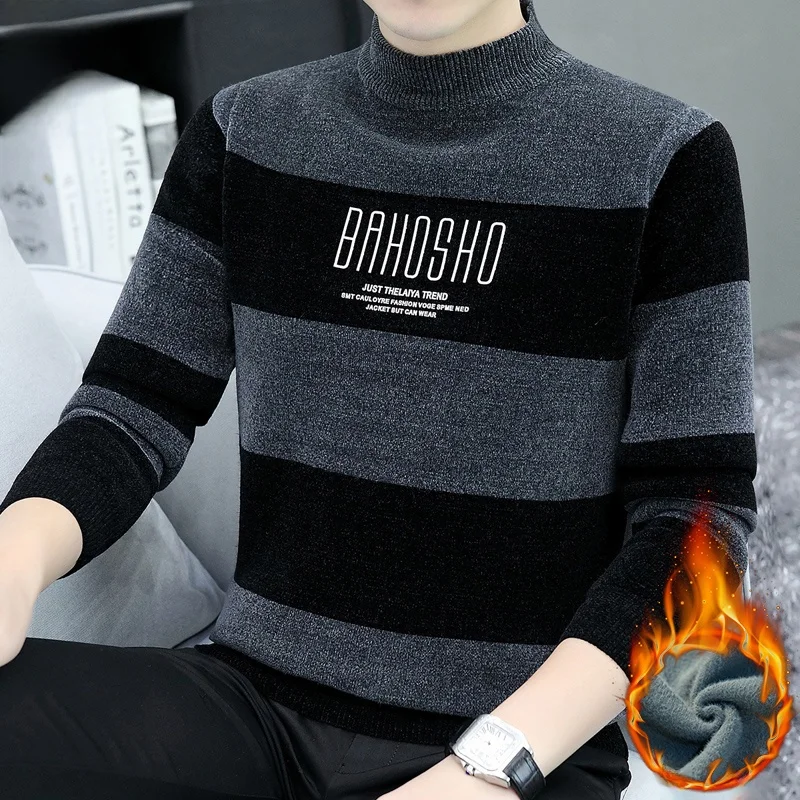 Мужской вязаный свитер с высоким воротником на флисовой подкладке, утепленный, повседневный, модный, зимний, базовый топ
Мужской вязаный свитер с высоким воротником на флисовой подкладке, утепленный, повседневный, модный, зимний, базовый топ