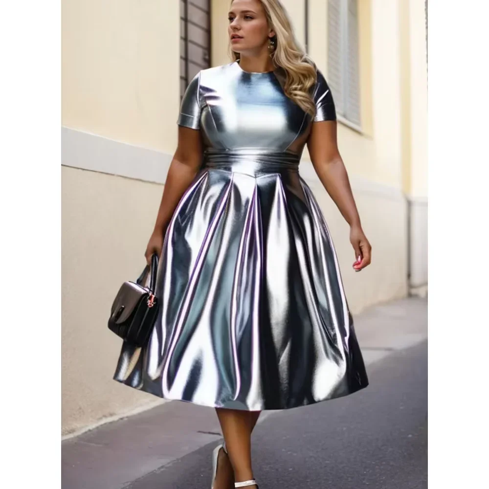 Plus Size Women Sequin Dress Short Sleeve Round Neck Solid Pleated A-Line Party Club Evening Midi Summer Dresses for Women 2025
Plus Size Women Sequin Dress Short Sleeve Round Neck Solid Pleated A-Line Party Club Evening Midi Summer Dresses for Women 2025