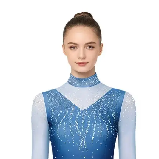 Womens Figure Skating Bodysuit Dress Rhinestone Gradient Color Long Sleeve Tiered Irregular Hem Leotard Dress Lyrical Dancewear
Womens Figure Skating Bodysuit Dress Rhinestone Gradient Color Long Sleeve Tiered Irregular Hem Leotard Dress Lyrical Dancewear