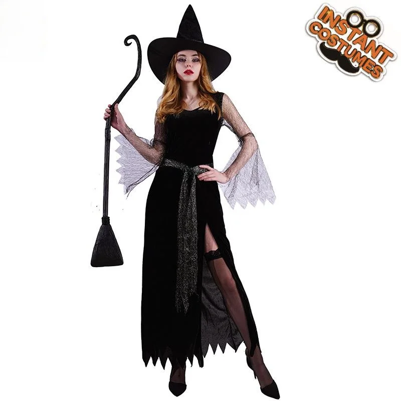 Halloween Adult Black Hollow Lace Witch Skirt Party Cosplay Stage Performance Costume Women's Traditional Ethnic Fashion Dress
Halloween Adult Black Hollow Lace Witch Skirt Party Cosplay Stage Performance Costume Women's Traditional Ethnic Fashion Dress