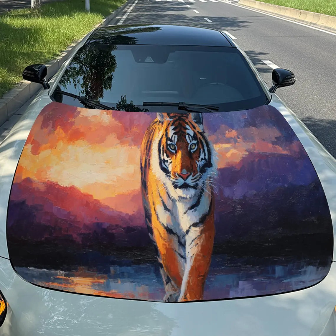Сумеречная доминантная дикая природа тигр ПВХ обертывания на капот автомобиля, самоклеящаяся водонепроницаемая наклейка на капот автомобиля, защита украшения автомобиля
Сумеречная доминантная дикая природа тигр ПВХ обертывания на капот автомобиля, самоклеящаяся водонепроницаемая наклейка на капот автомобиля, защита украшения автомобиля