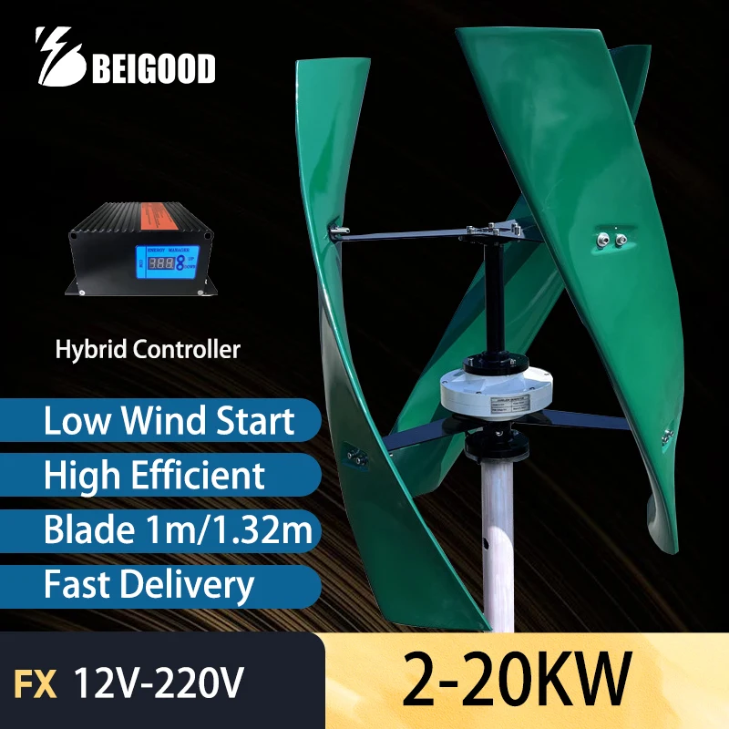 New Arrival Facotry 8kw 10kw 20kw 12v/24v/48v Vertical Axis Wind Turbine Generator MPPT Controller Free Energy For Home Use
New Arrival Facotry 8kw 10kw 20kw 12v/24v/48v Vertical Axis Wind Turbine Generator MPPT Controller Free Energy For Home Use