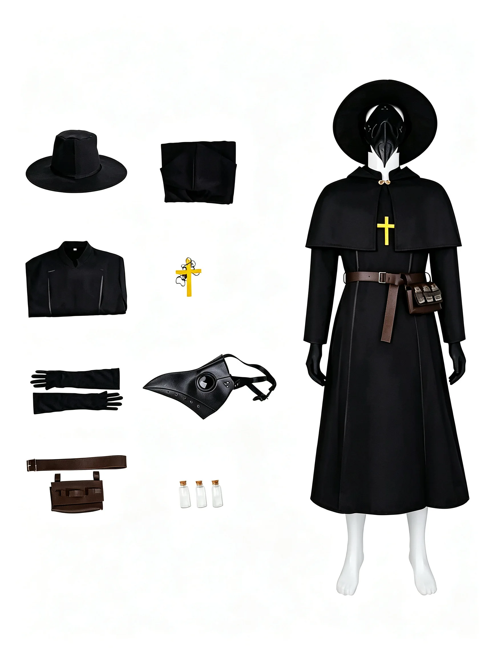 Halloween Medieval Hooded Robe Plague Doctor Costume Mask Hat for Men Monk Cosplay Steampunk Priest Horror Wizard Cloak Cape 5XL
Halloween Medieval Hooded Robe Plague Doctor Costume Mask Hat for Men Monk Cosplay Steampunk Priest Horror Wizard Cloak Cape 5XL