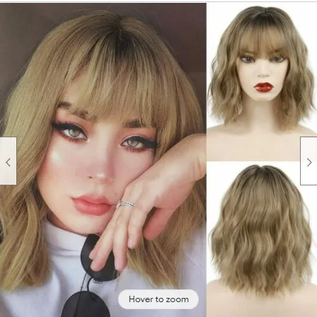 European and American wig women fashion short hair corn perm wig hair rose net Bob chemical fiber head cover Wigs
European and American wig women fashion short hair corn perm wig hair rose net Bob chemical fiber head cover Wigs