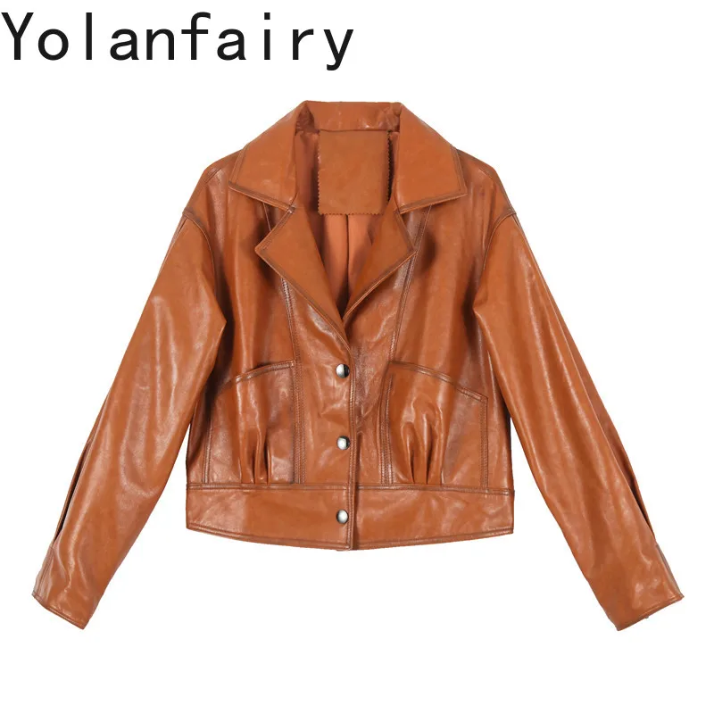 YOLANFAIRY Women Genuine Leather Jacket 2026 Korean Style Real Sheepskin Coat Female Suit Collar Long Sleeve Short Outerwear
YOLANFAIRY Women Genuine Leather Jacket 2026 Korean Style Real Sheepskin Coat Female Suit Collar Long Sleeve Short Outerwear