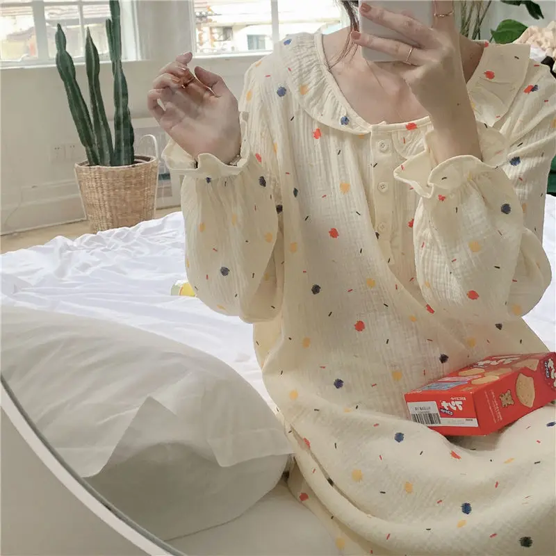 Polka Dot Nightgowns Women French Style Ruffles Fashion Midi Casual Loose Tender Home Thin Breathable Simple Students Sweet Ins
Polka Dot Nightgowns Women French Style Ruffles Fashion Midi Casual Loose Tender Home Thin Breathable Simple Students Sweet Ins