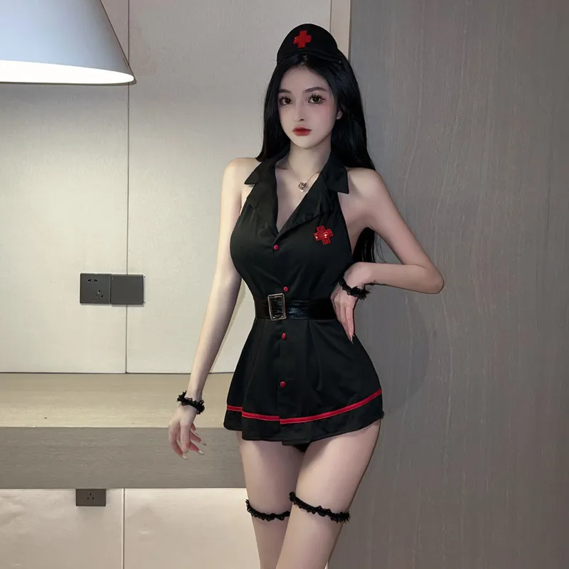 Sexy Nurse Uniform Short Dress Hanging Neck Gown Women's Bar Club Night Outfit Cross-Border Role-Playing Costume
Sexy Nurse Uniform Short Dress Hanging Neck Gown Women's Bar Club Night Outfit Cross-Border Role-Playing Costume