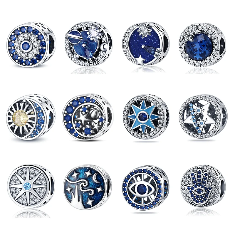 925 sterling silver fashion moon sun blue round charm beads suitable for Pandora original bracelet DIY jewelry gift making
925 sterling silver fashion moon sun blue round charm beads suitable for Pandora original bracelet DIY jewelry gift making