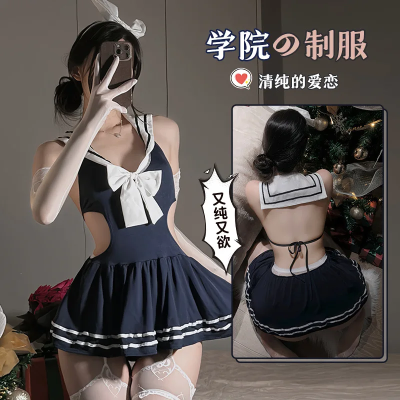 Women Sexy School Girl Costumes Cosplay Baby Doll Dress Sexy Lingerie Backless Student Uniform Japanese Role Play Exotic Costume 
Women Sexy School Girl Costumes Cosplay Baby Doll Dress Sexy Lingerie Backless Student Uniform Japanese Role Play Exotic Costume