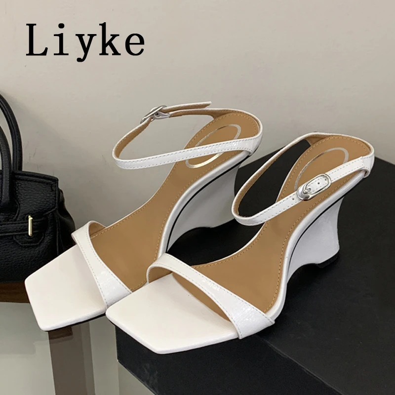 Liyke Brand Fashion Buckle Strap Women Wedges Slippers Street Sexy Square Toe White High Heels Party Dress Shoes Ladies Sandals
Liyke Brand Fashion Buckle Strap Women Wedges Slippers Street Sexy Square Toe White High Heels Party Dress Shoes Ladies Sandals