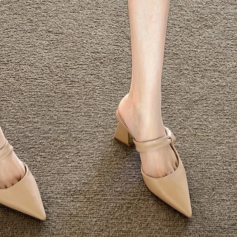 New Women's Casual High Heel Sandals Summer Half Slippers Versatile Footwear Beige Nude Color Comfortable Shoes
New Women's Casual High Heel Sandals Summer Half Slippers Versatile Footwear Beige Nude Color Comfortable Shoes