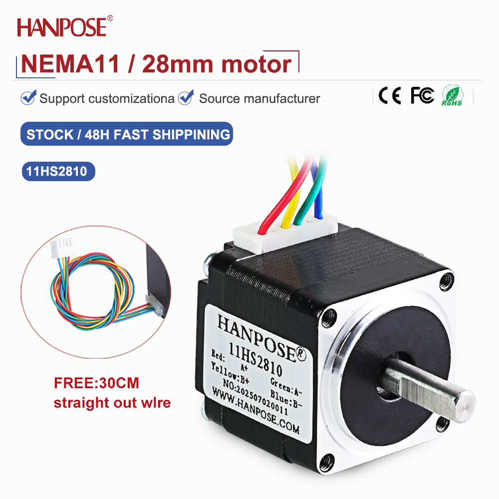NEMA11 11HS2810 Миниатюрный шаговый двигатель 0,08 Н. m 0,8A Аксессуары для 3D-печати Производитель двигателей Прямые продажи на складе
NEMA11 11HS2810 Миниатюрный шаговый двигатель 0,08 Н. m 0,8A Аксессуары для 3D-печати Производитель двигателей Прямые продажи на складе