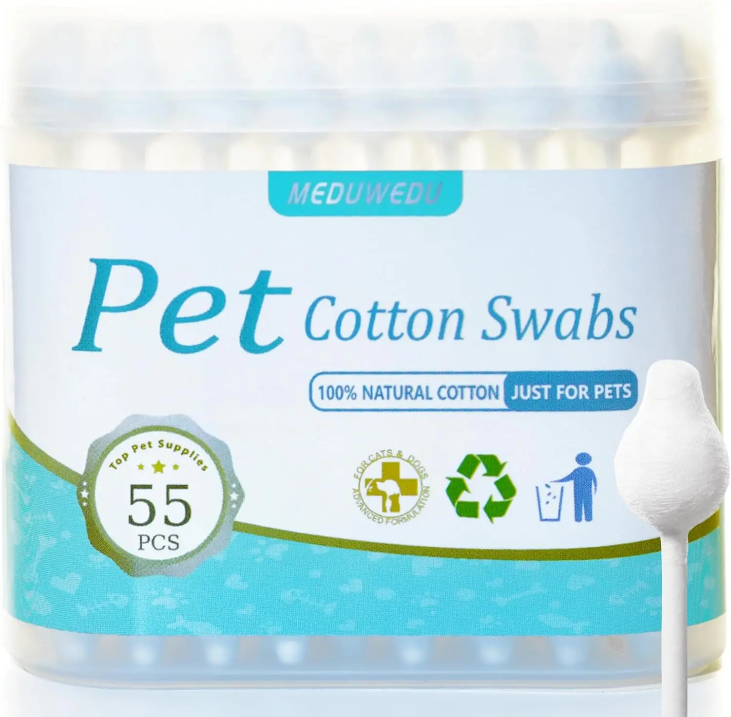 Cotton Swabs, 55 Count|Gourd-Shaped Tips|Soft Cotton & Paper Stick|Dog & Cat Ear Cleaner Swabs|Safe Grooming Tool for Pe
Cotton Swabs, 55 Count|Gourd-Shaped Tips|Soft Cotton & Paper Stick|Dog & Cat Ear Cleaner Swabs|Safe Grooming Tool for Pe