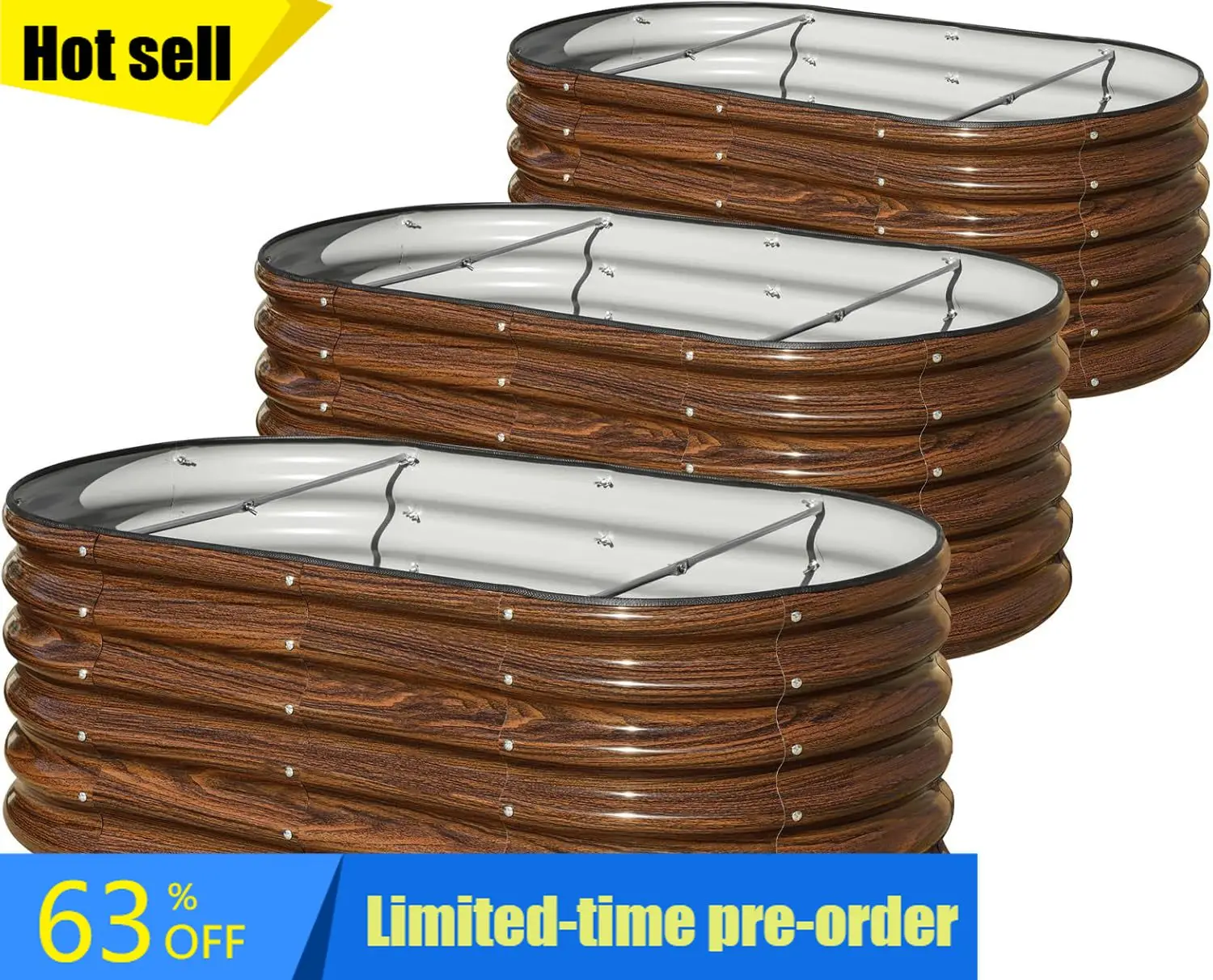 Hot sale!SnugNiture 3 Pcs 4x2x1.5ft Raised Garden Bed Outdoor, 17" Tall Galvanized Metal Planter Box, Oval Raised Garden Bed Kit
Hot sale!SnugNiture 3 Pcs 4x2x1.5ft Raised Garden Bed Outdoor, 17" Tall Galvanized Metal Planter Box, Oval Raised Garden Bed Kit