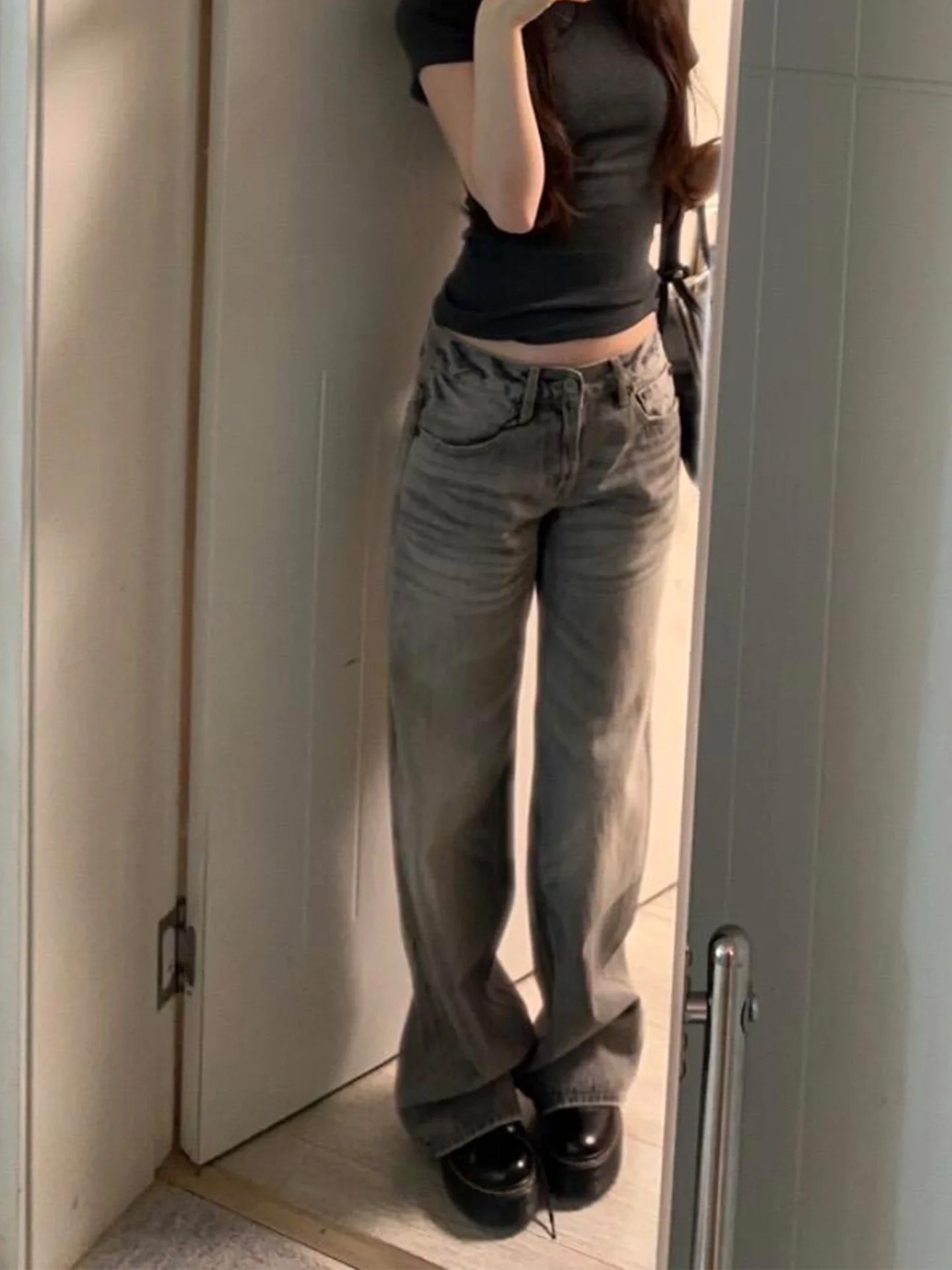 American Style Low Waist Wide Leg Grey Jeans Women Summer New Wash Slimming Narrow Version Lazy BF Style Casual Loose Fit
American Style Low Waist Wide Leg Grey Jeans Women Summer New Wash Slimming Narrow Version Lazy BF Style Casual Loose Fit