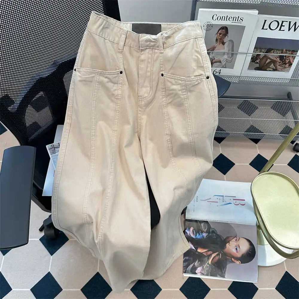 Women's Light Khaki Cargo Jeans Harajuku Streetwear Straight Denim Trousers Vintage Baggy Y2k Jean Pants Japanese 2000s Clothes
Women's Light Khaki Cargo Jeans Harajuku Streetwear Straight Denim Trousers Vintage Baggy Y2k Jean Pants Japanese 2000s Clothes