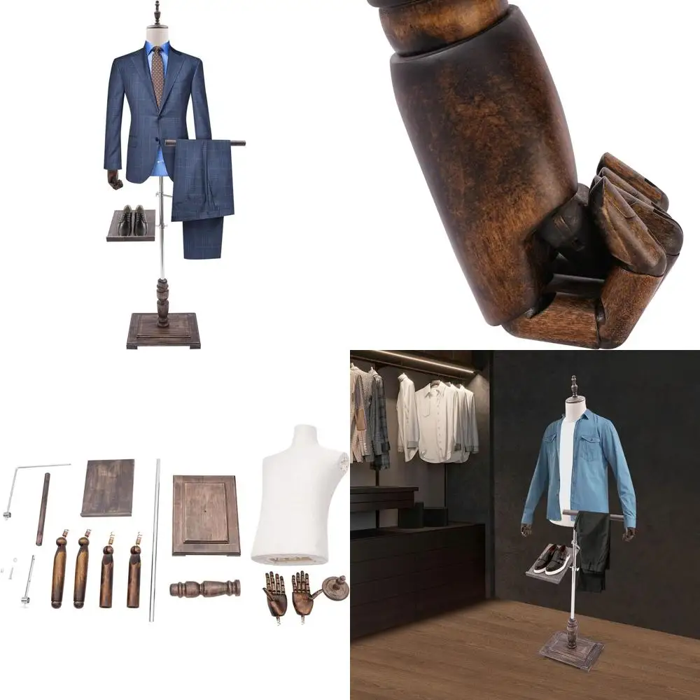 Adjustable White Male Mannequin with Stand, Wood Arm, and Shoe Rack for Suit Display in Clothing Stores
Adjustable White Male Mannequin with Stand, Wood Arm, and Shoe Rack for Suit Display in Clothing Stores