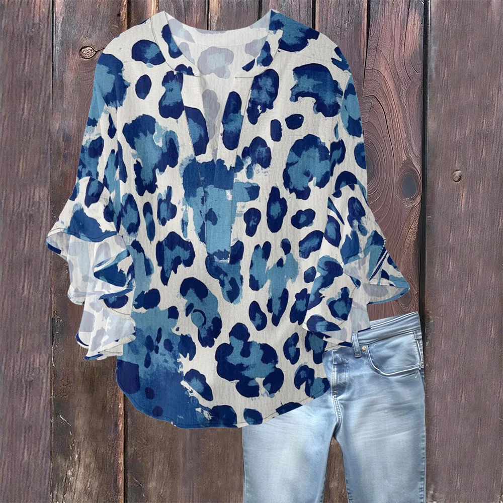 Harajuku Leopard Print Women's Blouse Sexy V-Neck Ruffled Flounce Sleeve Top Lightweight Streetwear for Stylish Casual Wear
Harajuku Leopard Print Women's Blouse Sexy V-Neck Ruffled Flounce Sleeve Top Lightweight Streetwear for Stylish Casual Wear