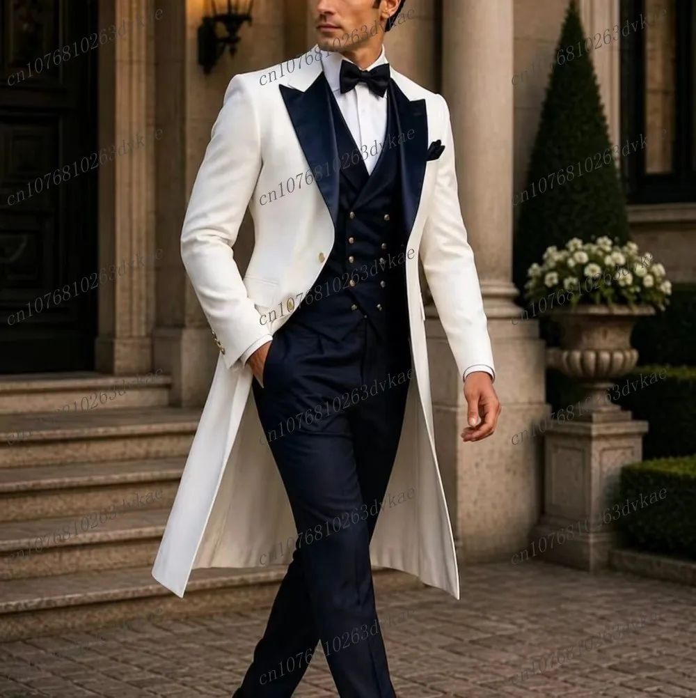 Acetate Satin White Long Blazer Navy Blue Prom Men Suit Wedding Party Formal Groom Male Tuxedos 3 Piece Set Jacket Vest Pants
Acetate Satin White Long Blazer Navy Blue Prom Men Suit Wedding Party Formal Groom Male Tuxedos 3 Piece Set Jacket Vest Pants