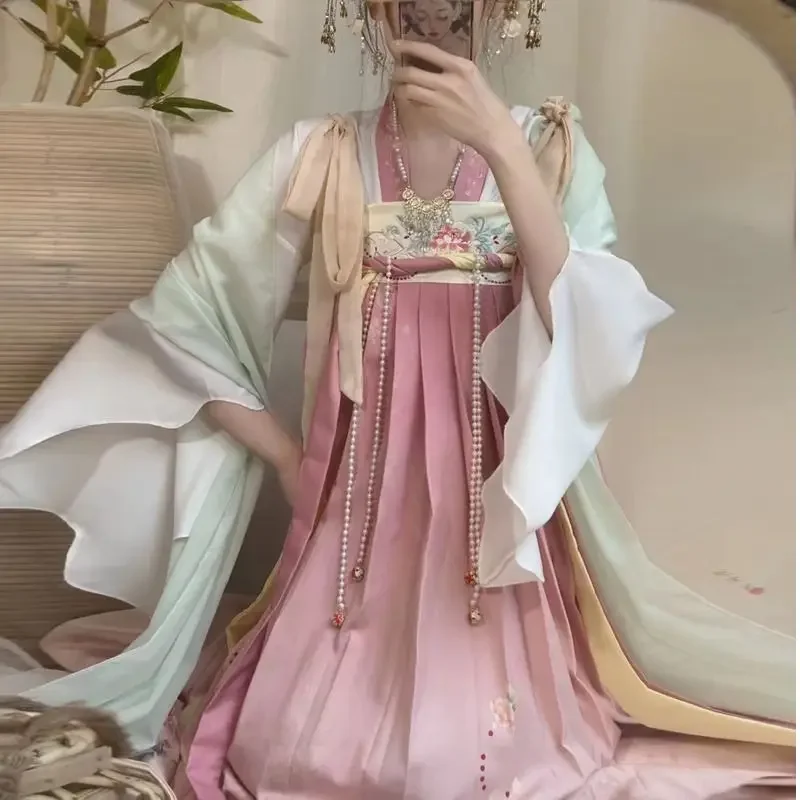 Женские элегантные платья ханьфу в китайском стиле, древние традиционные костюмы принцессы династии Тан, сценические костюмы для вечеринок, комплекты феи с цветочным принтом
Женские элегантные платья ханьфу в китайском стиле, древние традиционные костюмы принцессы династии Тан, сценические костюмы для вечеринок, комплекты феи с цветочным принтом