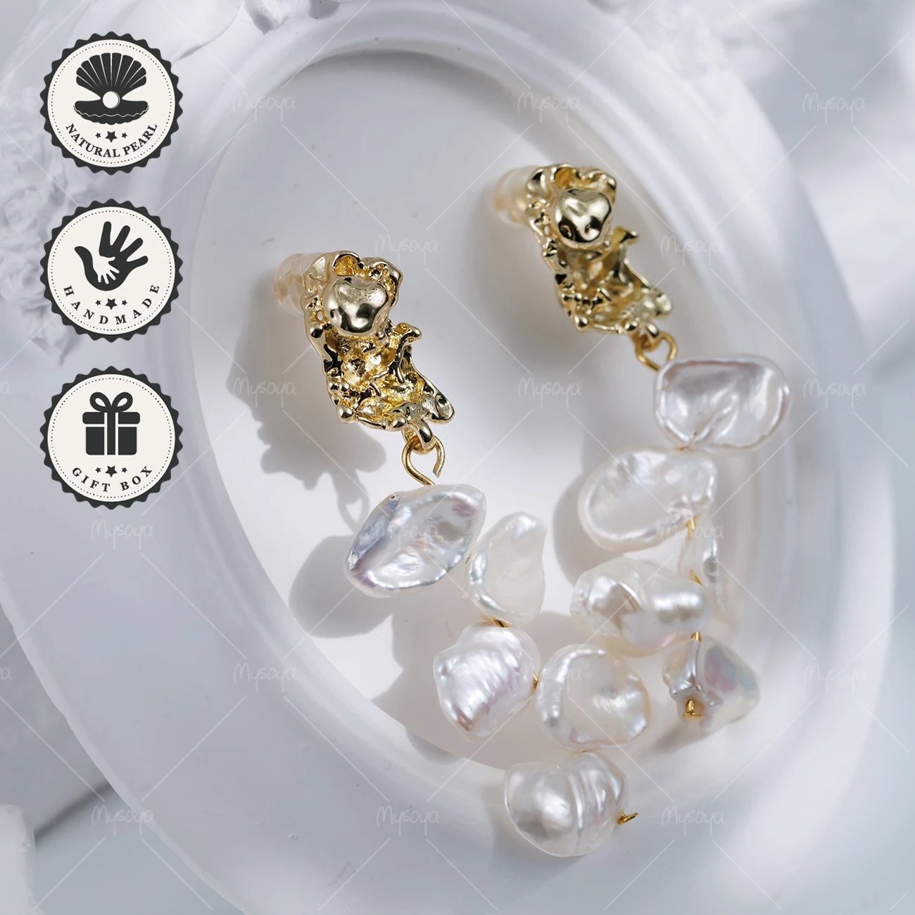 MYSOYA 7-9mm Aurora Petal Baroque Freshwater Pearl Stud Earrings with Golden Irregular Design, Birthday Gift, Valentine’s Day
MYSOYA 7-9mm Aurora Petal Baroque Freshwater Pearl Stud Earrings with Golden Irregular Design, Birthday Gift, Valentine’s Day