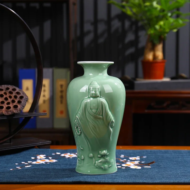 Engraved celadon chinoiserie vase ceramic crafts home living room ornaments entrance hall ancient rack decorations
Engraved celadon chinoiserie vase ceramic crafts home living room ornaments entrance hall ancient rack decorations