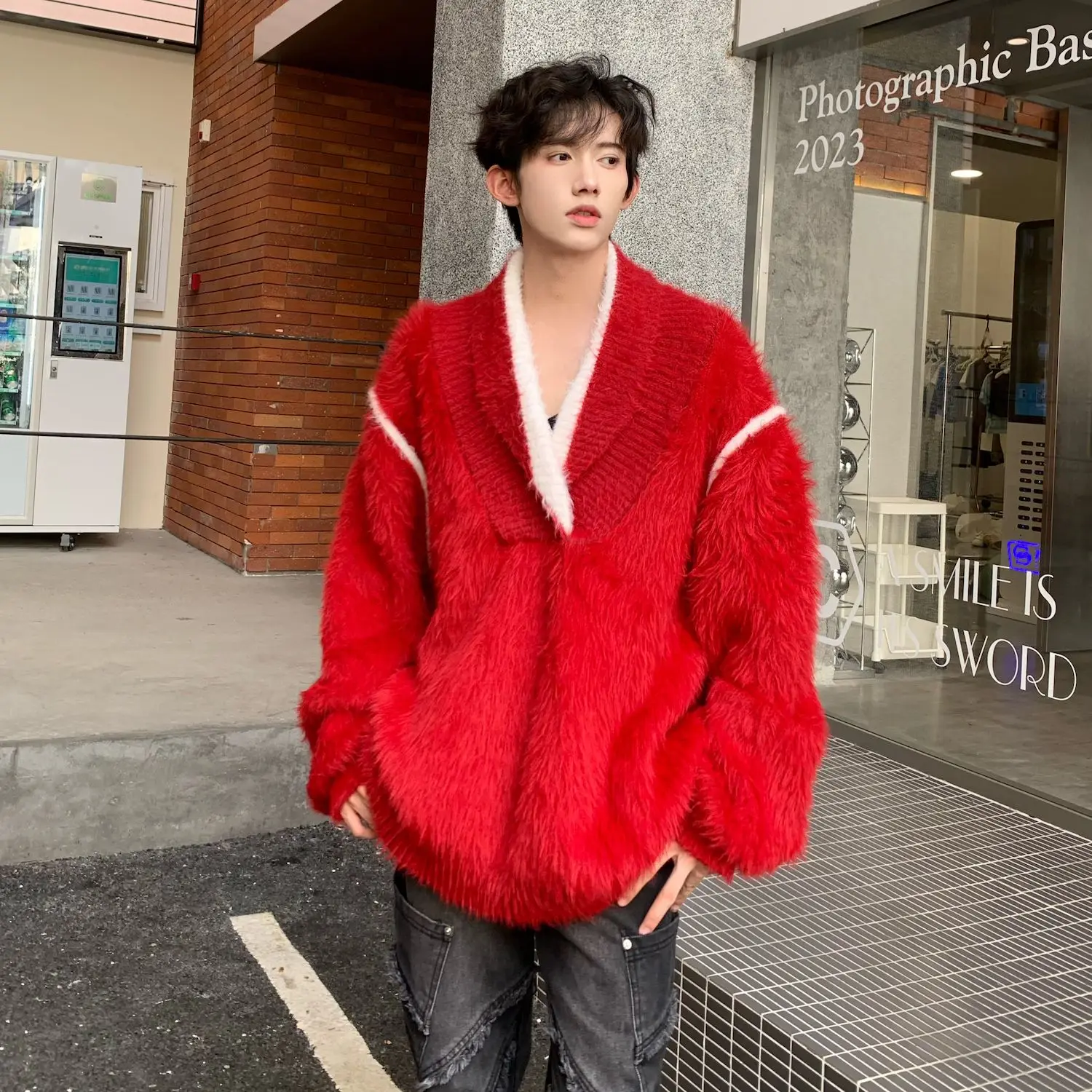 Winter Men V Neck Long Sleeve Sweaters Christmas New Year Festive Oversized Couple Knitted Clothes Top Keep Warm Black White Red
Winter Men V Neck Long Sleeve Sweaters Christmas New Year Festive Oversized Couple Knitted Clothes Top Keep Warm Black White Red
