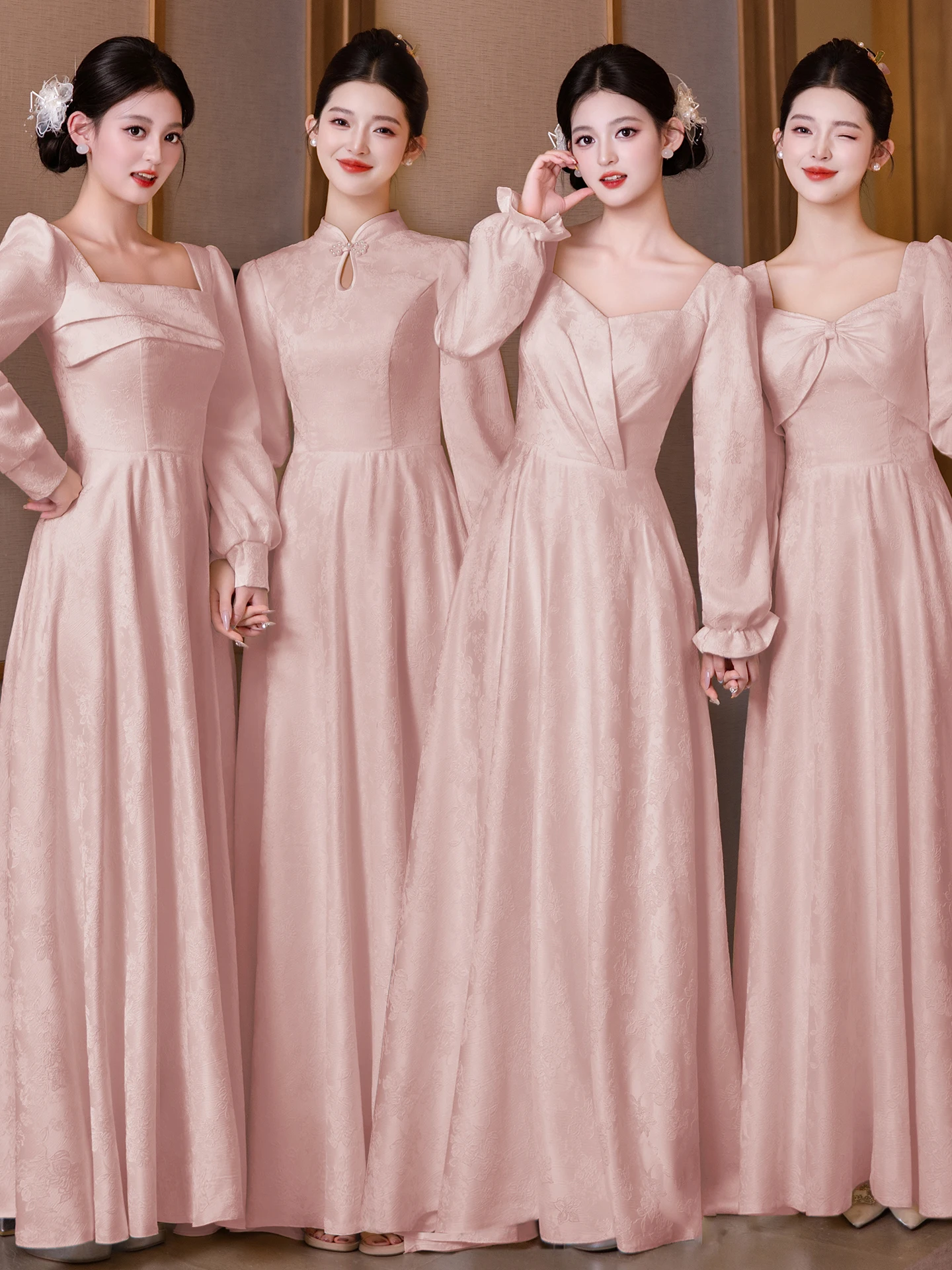 Pink Maidservant Dress Gown New 2026 High-End Feelings Sister Group Can Wear Long Sleeve Satin Summer Clothes Wedding Dress
Pink Maidservant Dress Gown New 2026 High-End Feelings Sister Group Can Wear Long Sleeve Satin Summer Clothes Wedding Dress