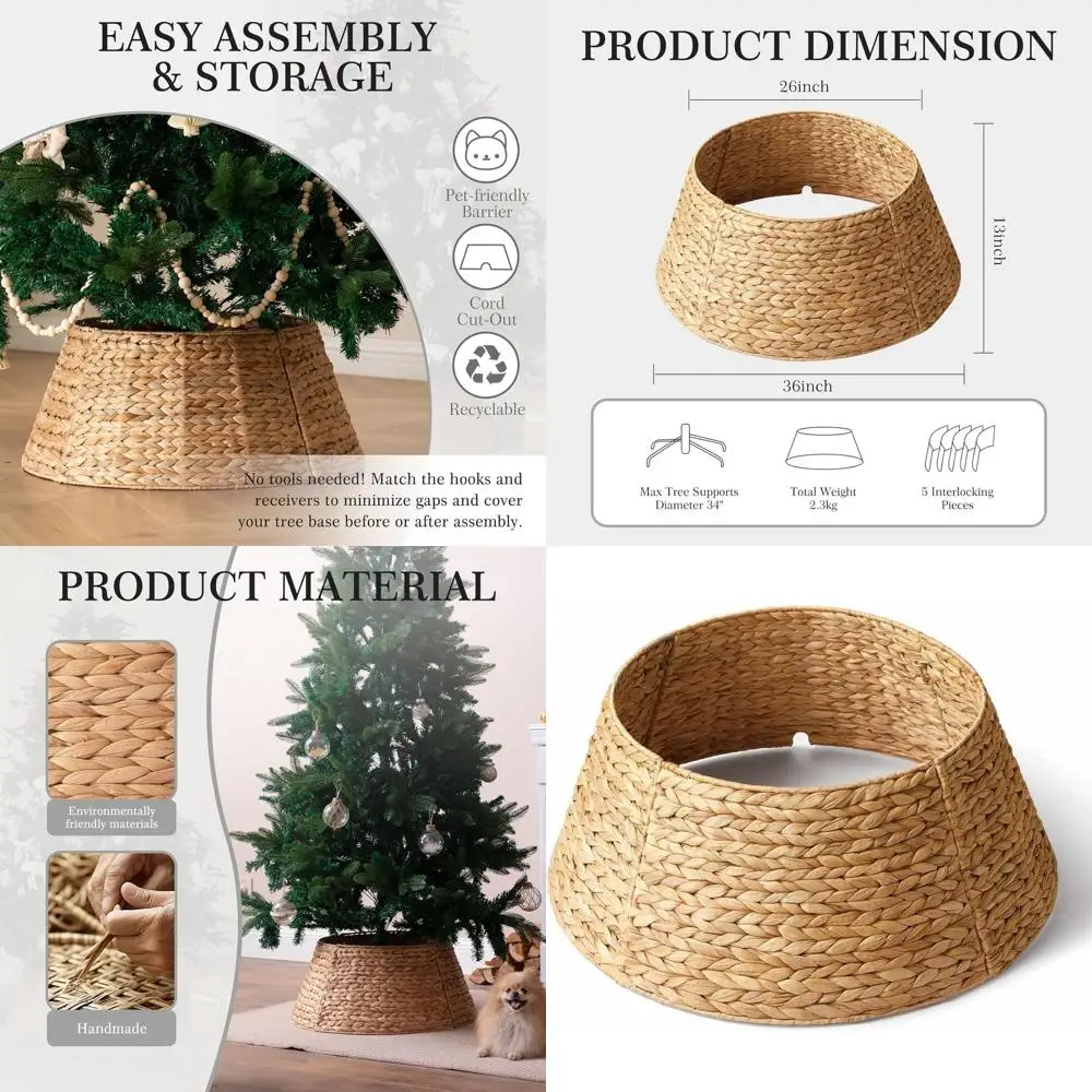 Large 36 Woven Hyacinth Tree Skirt - Rustic Rattan Basket Cover for 7.5-10ft Artificial Christmas Trees
Large 36 Woven Hyacinth Tree Skirt - Rustic Rattan Basket Cover for 7.5-10ft Artificial Christmas Trees