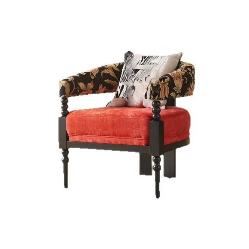 French retro solid wood sofa chair living room fabric armchair small apartment hotel balcony lazy leisure chair
French retro solid wood sofa chair living room fabric armchair small apartment hotel balcony lazy leisure chair