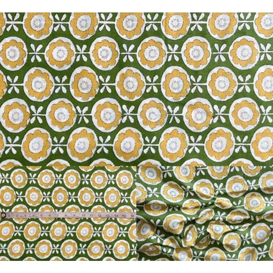 Indian Hand Block Print 60/60 Green 00% Cotton Fabric by The, Lightweight Floral Quilting and Sewing Fabric for Dressmaking, Up
Indian Hand Block Print 60/60 Green 00% Cotton Fabric by The, Lightweight Floral Quilting and Sewing Fabric for Dressmaking, Up