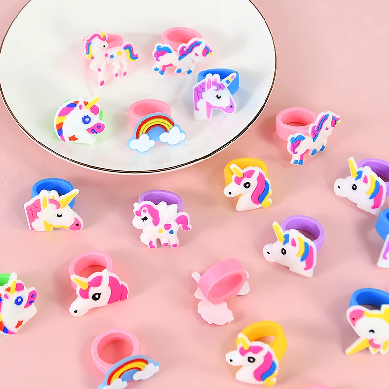 10Pcs Cartoon Rainbow Unicorn Ring Girl Finger Rings Kids Gifts Children's Toys For Wedding Birthday Party Decor
10Pcs Cartoon Rainbow Unicorn Ring Girl Finger Rings Kids Gifts Children's Toys For Wedding Birthday Party Decor