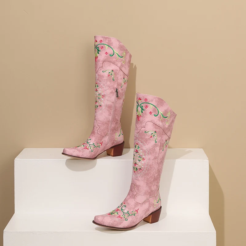 2025 European and American Fashion Thick Heel 5CM Multi-color Embroidered Pattern Knee Comfortable Holiday Boots
2025 European and American Fashion Thick Heel 5CM Multi-color Embroidered Pattern Knee Comfortable Holiday Boots