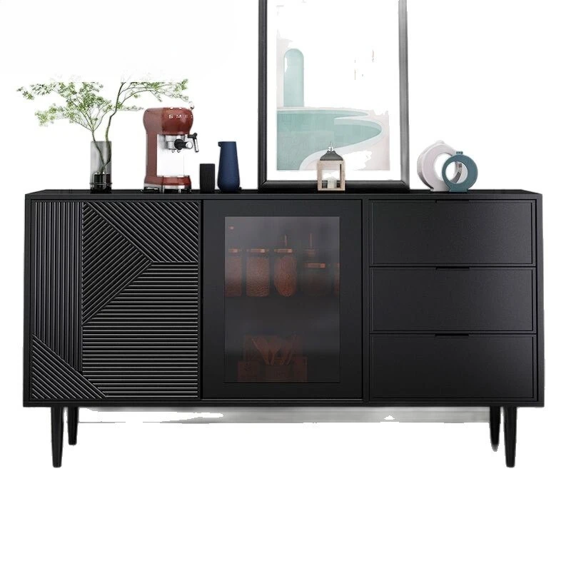 Edge cabinet light luxury black bucket cabinet against the wall tea wine
Edge cabinet light luxury black bucket cabinet against the wall tea wine